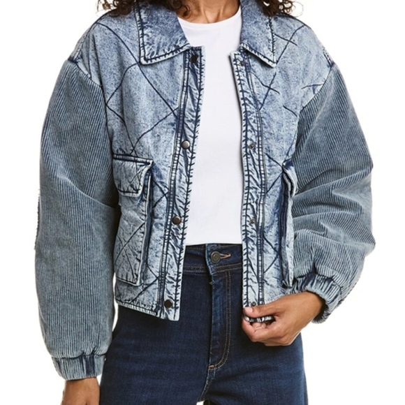 Vintage Havana Jackets & Blazers - Vintage Havana Quilted Washed/Acid Blue Denim Boxy Jacket sz M